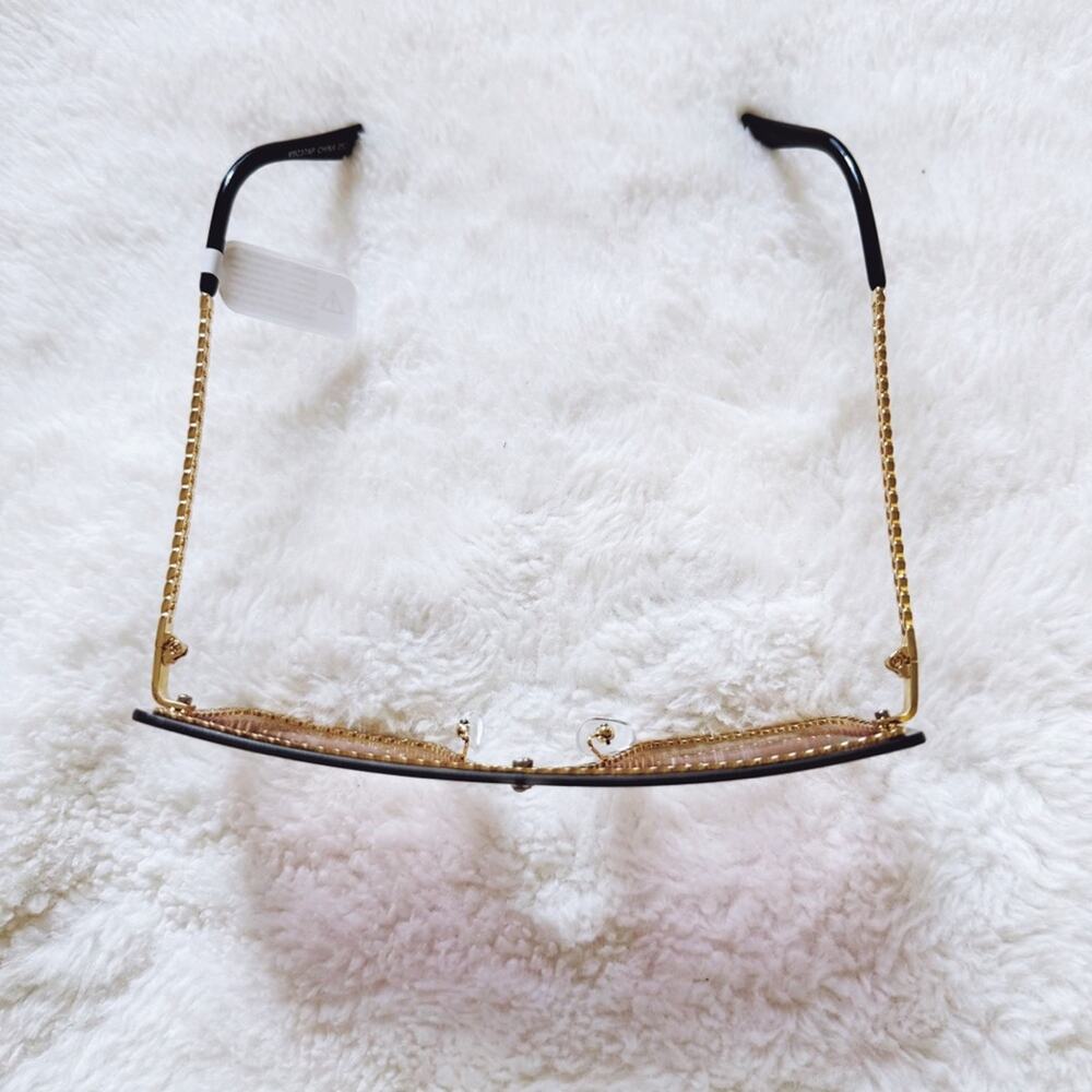 Christine Purple & Gold Chain Oversized Shield Sunglasses - Picture 4 of 11